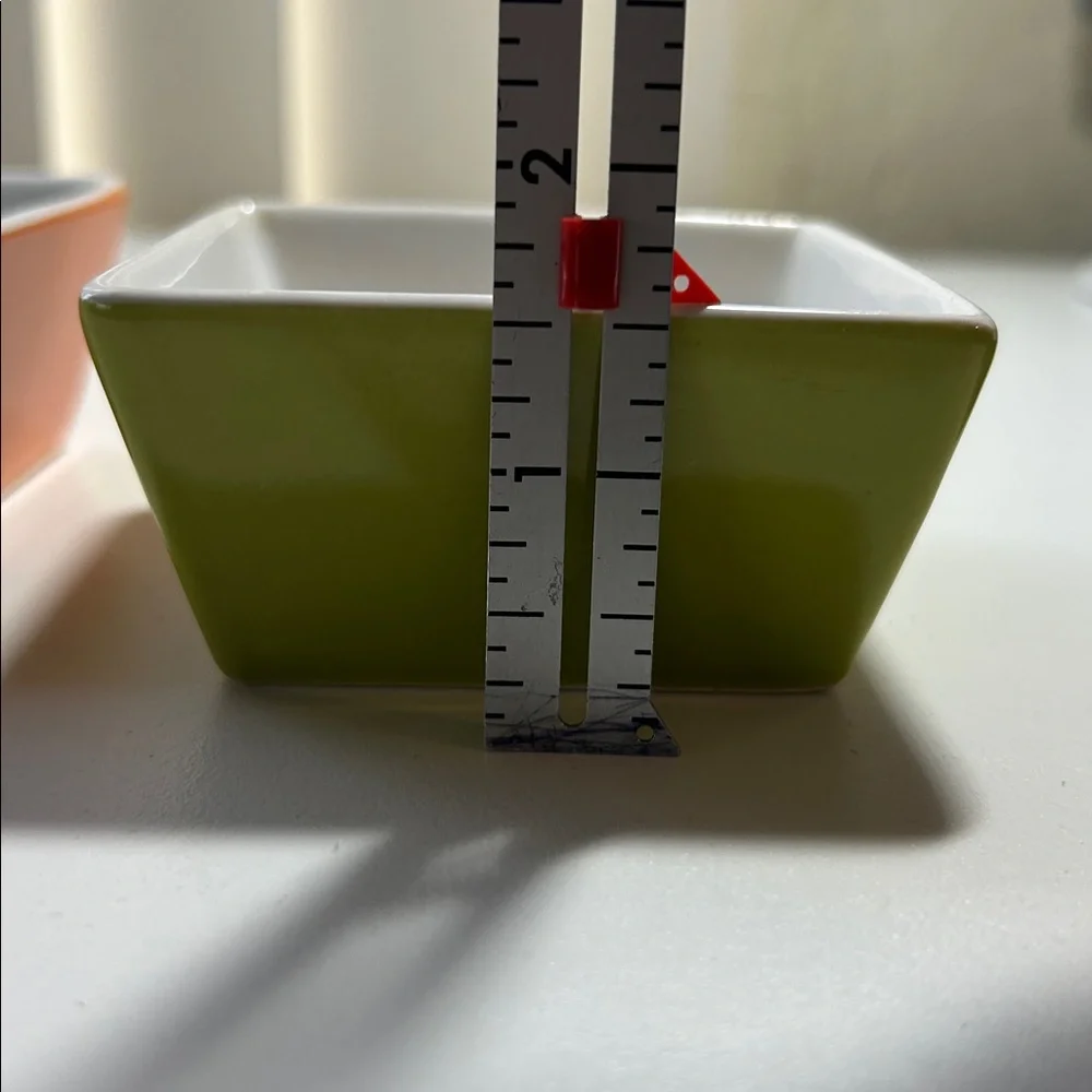 Crate&Barrel Orange and White Square Bowls
